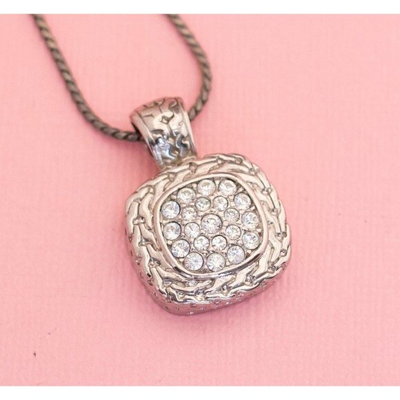 Vintage Silver Tone Box of Diamonds | 16.5 inch | Roman | H12 - Picture 1 of 3
